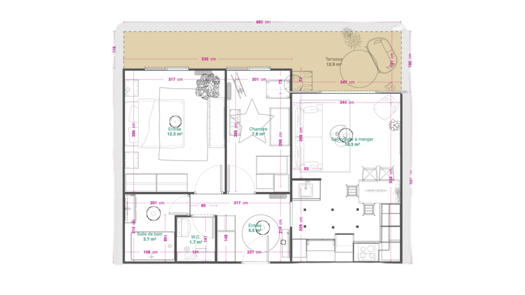 Plan 2D d'un appartement